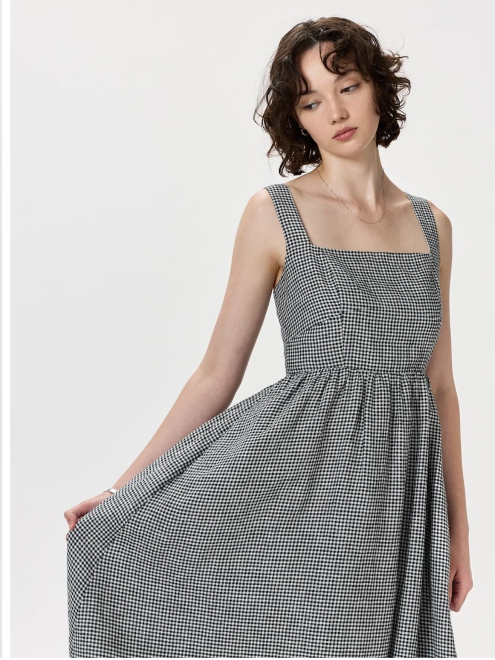Quince 100% European Linen Midi Dress In Classic Mini Gingham Size XL - Picture 14 of 14